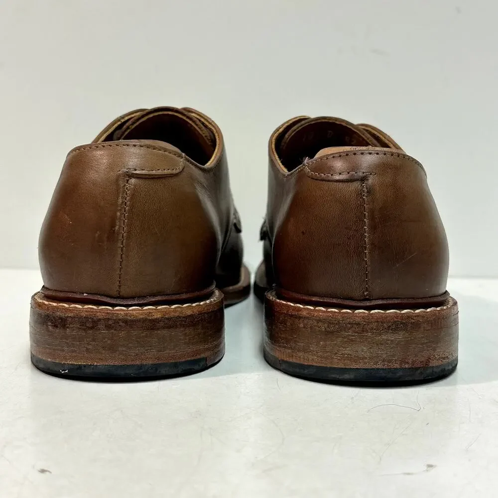 EUC Oak Street Bootmakers Plain Toe Blucher Natural Brown Made in USA 10 D